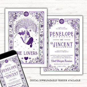 Invitation Amoureux cosmiques   Mariage Tarot