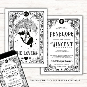 Invitation Amoureux cosmiques   Mariage Tarot