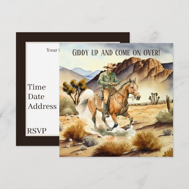 Invitation Amoureux de cowboy cool Fête occidentale (Devant / Derrière)