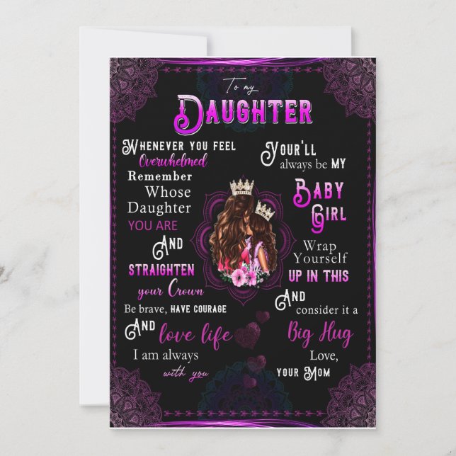 Invitation Amoureux de fille | À ma fille Amour Maman (Devant)