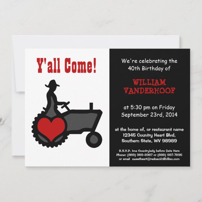 Invitation Amoureux des agriculteurs à la fête d'anniversaire (Devant)