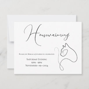 Invitation Amoureux des chats minimaliste noir et blanc