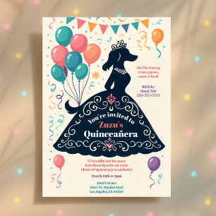 Invitation Amoureux des chiens belle Quinceañera fête d'anniv