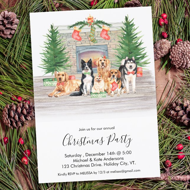 Invitation Amoureux des chiens Chiens de marionnettes Noël Fê (Créateur téléchargé)