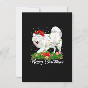 Invitation Amoureux du chien Samoyède chapeau de Père Noël as