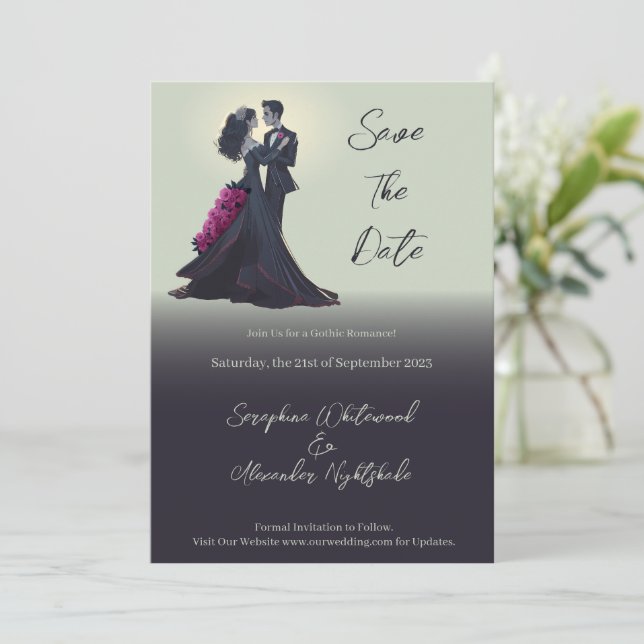 Invitation Amoureux gothique romantique Minimal Enregistrer l (Debout devant)