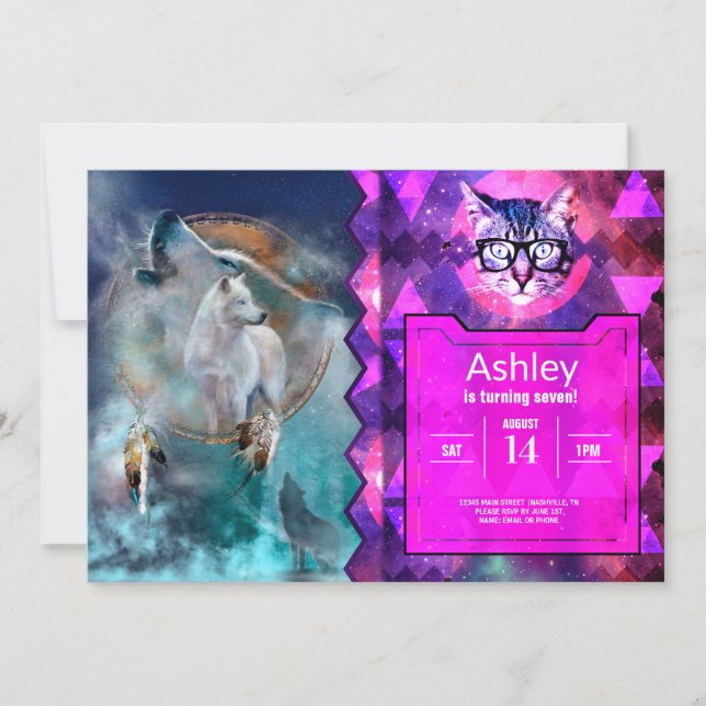 Invitation Amoureux indien et chef de tribu ethnique loup (Devant)