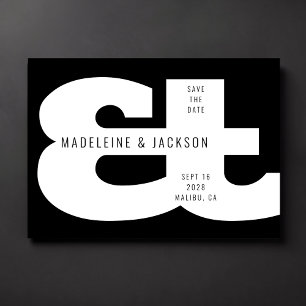 Invitation Ampersand Bold Typographie Noir Économisez la Date