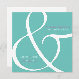 Invitation Ampersand de prune Turquoise moderne Enregistrer l