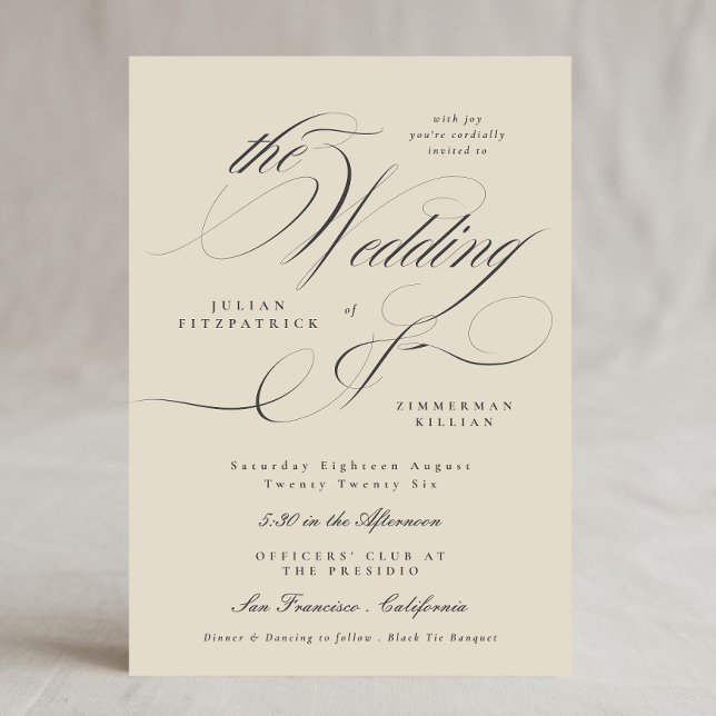 Invitation Ampersand élégant Charbon Beige Charbon Le Mariage (Créateur téléchargé)