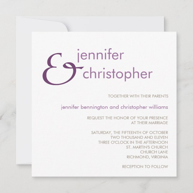 Invitation Ampersand :Faire-part de mariage (Devant)