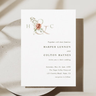 Invitation Ampersand floral Elegant Mariage d'aquarelle
