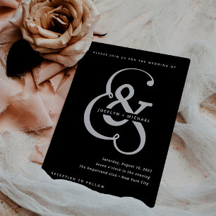 Invitation Ampersand lunaire Moody Black Mariage