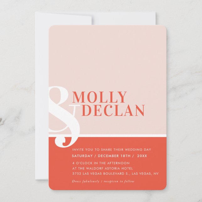 Invitation AMPERSAND MODERNE typographie simple orange vif (Devant)