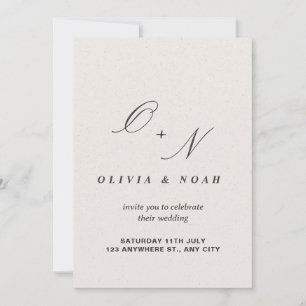Invitation Ampersand Monogramme Calligraphie Mariage élégant