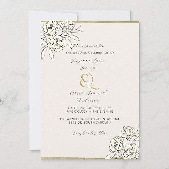 Invitation Ampersand Moody Smoked Gold (vertical) (Devant)