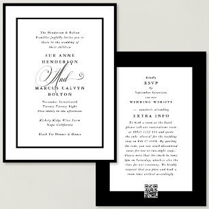 Invitation Ampersand noir tout en un Mariage de détails RSVP