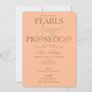 Invitation Ampersand Peach Fuzz Pearls Prosecco Fête des mari