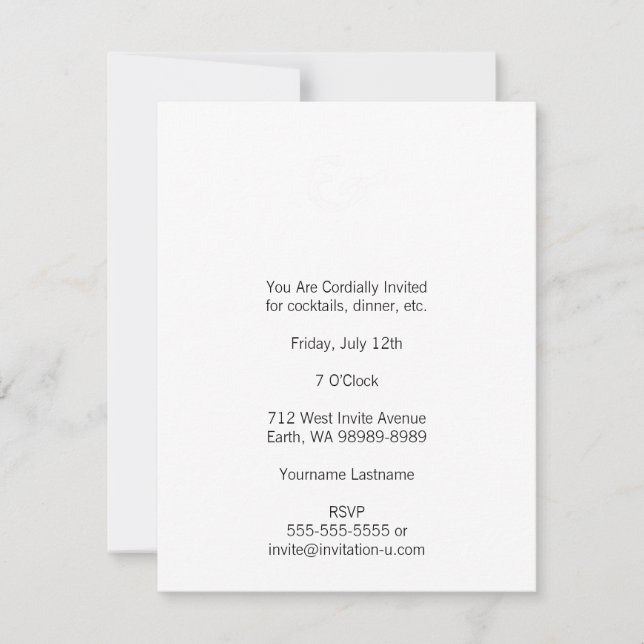 Invitation Ampersand Russe White Letterpress (Devant)