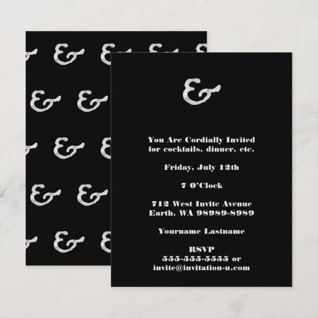 Invitation Ampersand Rustique White Letterpress (Devant / Derrière)