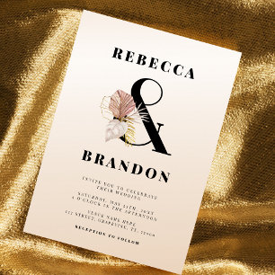 Invitation Ampersand Tropical Or Dusty Pink Ombre Mariage