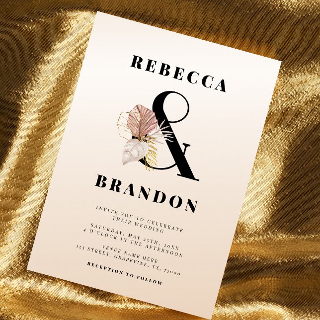 Invitation Ampersand Tropical Or Dusty Pink Ombre Mariage (Créateur téléchargé)