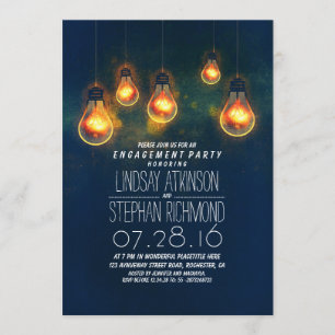 Invitation ampoules blanches fête d'engagement romantique