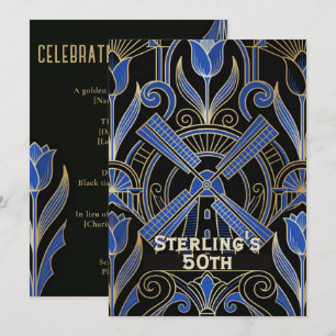 Invitation Amsterdam Art Déco   50e anniversaire des moulins