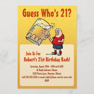 Invitation Amusant 21e anniversaire avec une grande bière