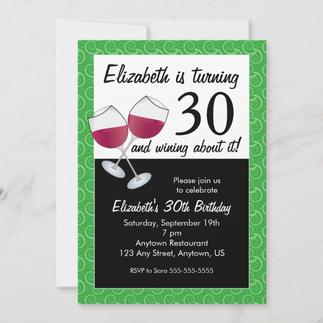 Invitation Amusant 30ème anniversaire fête du vin (Devant)