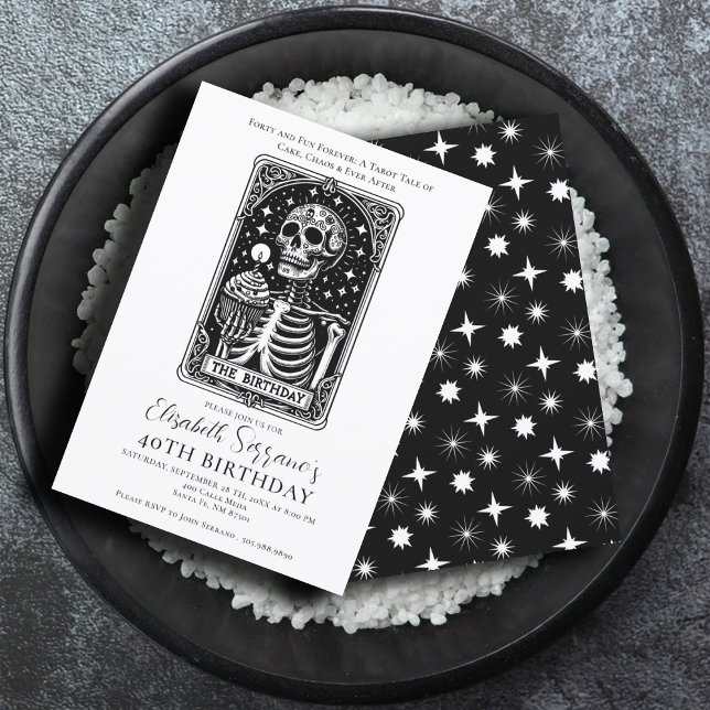 Invitation Amusant 40e anniversaire Gothique Tarot Noir (Créateur téléchargé)