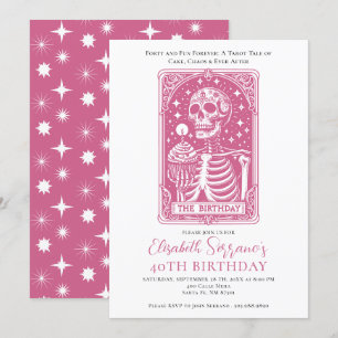 Invitation Amusant 40e anniversaire Gothique Tarot Pink Party