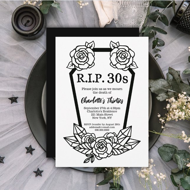Invitation Amusant 40e anniversaire - RIP 30s Décès de la jeu (Funny 40th Birthday – RIP 30s Death Of Youth Invitation
)