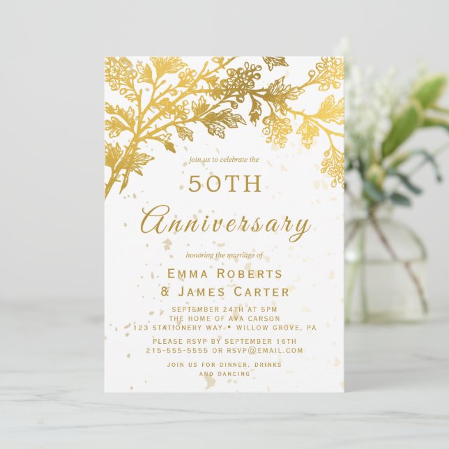 Invitation Amusant 50e anniversaire de M. & Mme (Debout devant)