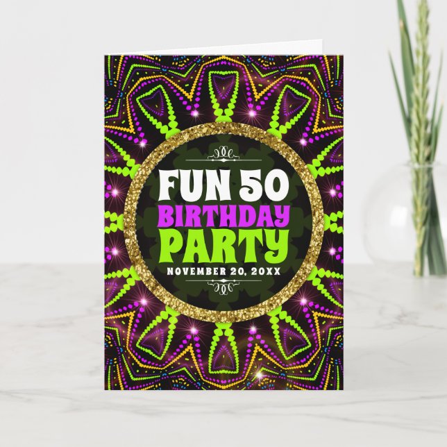 Invitation Amusant 50e anniversaire | Super Energy Rave (Devant)