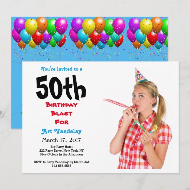 Invitation Amusant 50ème anniversaire de l'explosion (Devant / Derrière)