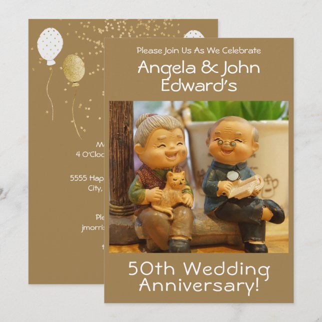 Invitation Amusant 50ème anniversaire de Mariage avec les nom (Devant / Derrière)
