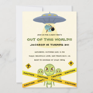 Invitation Amusant Alien et vaisseau spatial Anniversaire