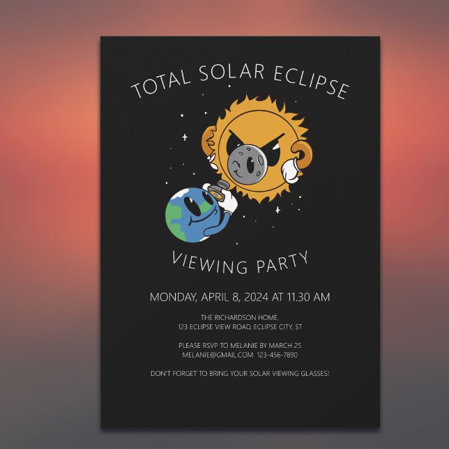 Invitation Amusant Avril 8 2024 Total Solaire Eclipse Viewing (All text fields are editable. Add the required details via the template  )