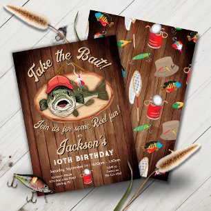 Invitation Amusant Bass fish Reel Amusant Anniversaire