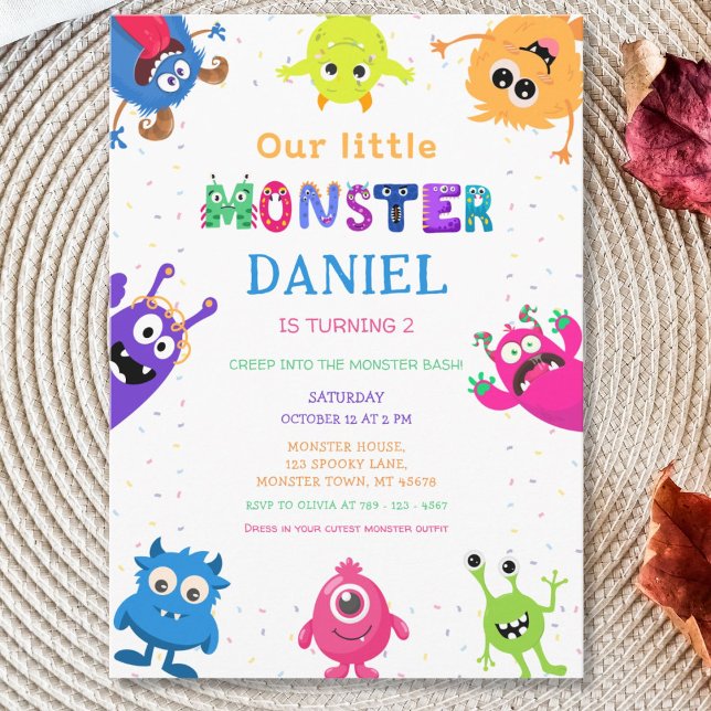 Invitation Amusant coloré Petit Monstre fête d'anniversaire (Créateur téléchargé)