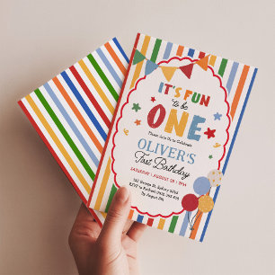 Invitation Amusant d'être un : rayures colorées pour le premi
