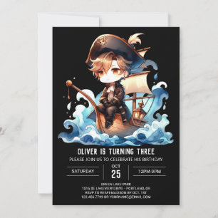 Invitation Amusant Elegant Pirate Anniversaire