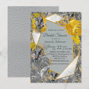 Invitation Amusant Expressif en feuille plante Jaune et Gris