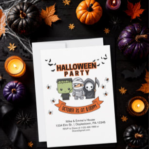 Invitation Amusant Frankenstein Momie Faucheuse Halloween Enf