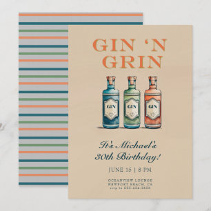 Invitation Amusant Gin n Grin Bouteille Humoristique Hommes 3