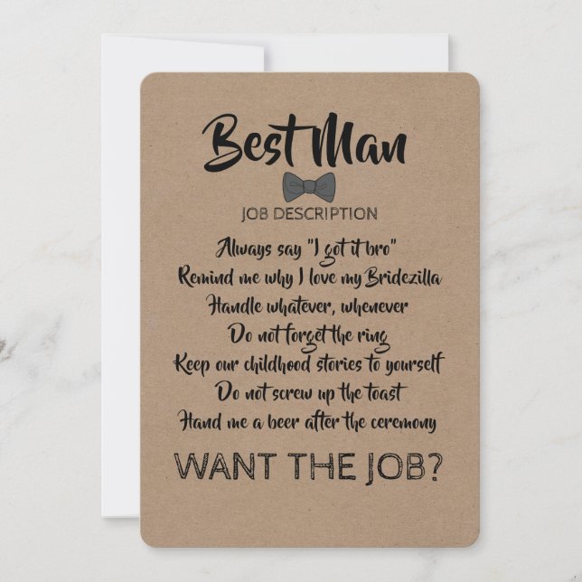 Invitation Amusant Groomsman ou Best Man Job Proposition (Devant)