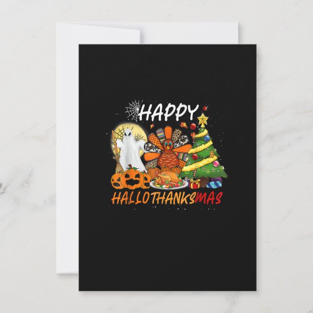 Invitation Amusant Halloween Thanksgiving Noël Joyeux Hallo (Devant)