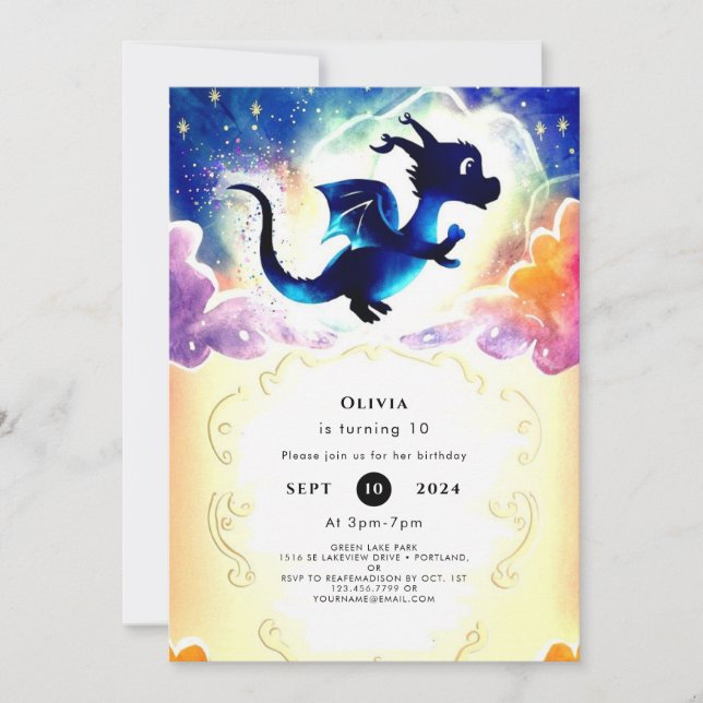 Invitation Amusant Majestic Dragon Anniversaire (Devant)