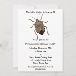 Invitation Amusant petit puant Brown puant Bug Anniversaire